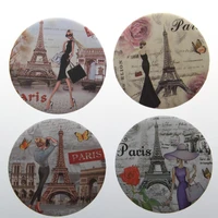 6pcs 75mm exquisite plastic portable pocket mirror round shape foldable makeup mirror eiffel tower girls cosmetic mirrors