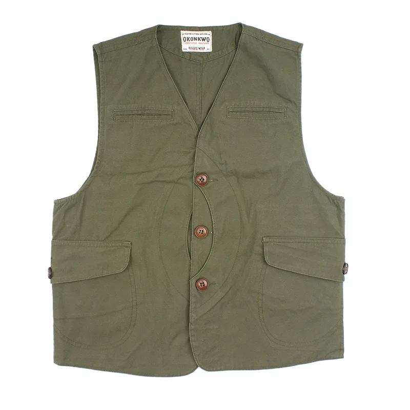 Army Green Винтажный тканевый жилет для игры, охоты, рыбалки, улицы, куртка для мужчин, четыре цвета - Цвет: Army Green