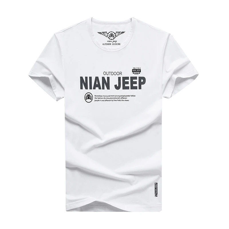 Футболка NIANJEEP мужская с круглым вырезом тенниска из 95% хлопка Спортивная майка