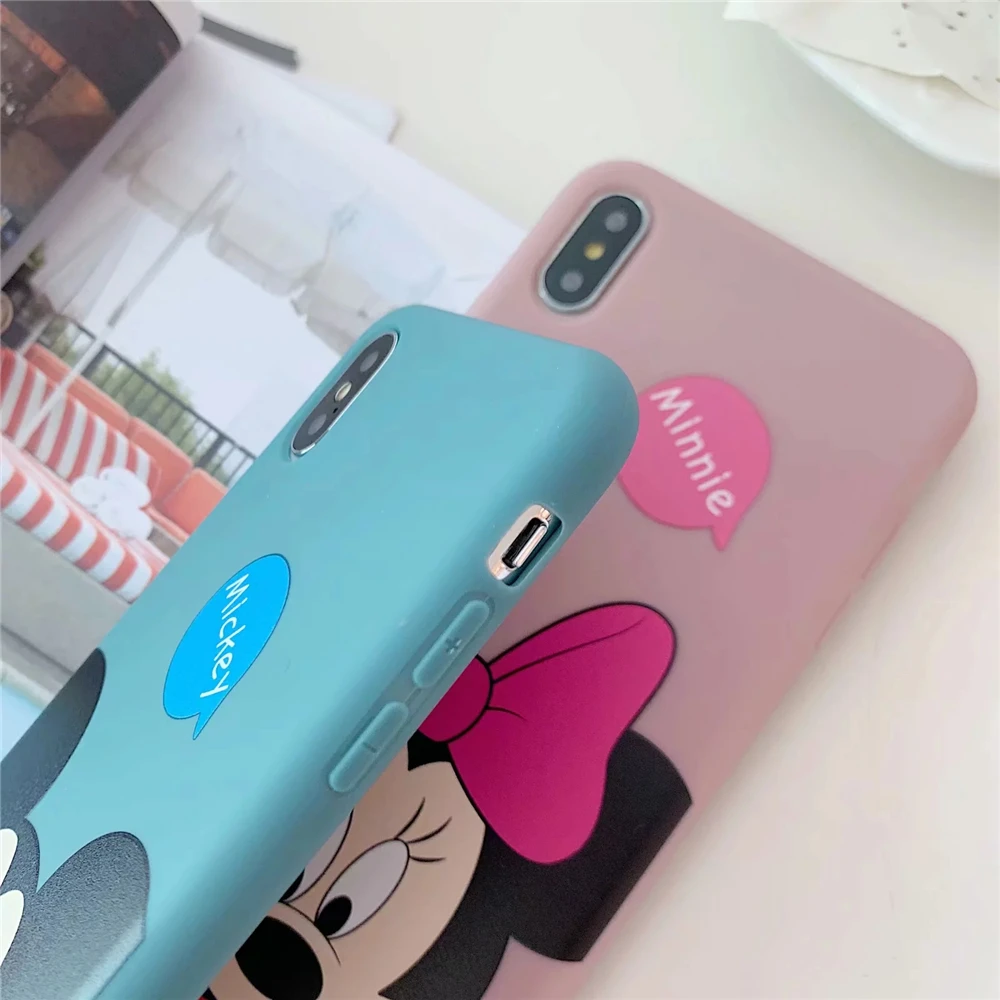 Minnie Mickey Mouse Cover Soft Liquid silicone Couple Phone Case For iPhone 7 8 Plus X XS MAX XR 6 6S Cute Cartoon |