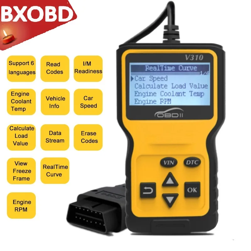 Считыватель кодов V310 OBD2 автомобильный диагностический инструмент V1.1 сканер OBDII