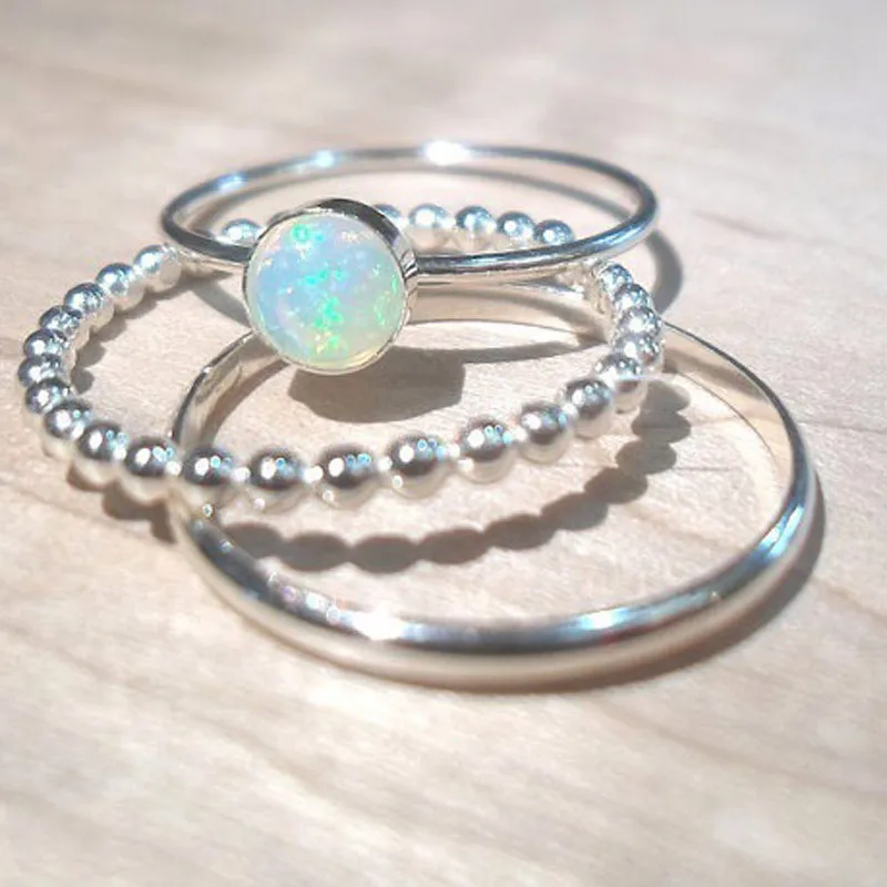 14564 Modyle Vintage Flower Opal Rings For Women Geometric Pattern Big Knuckle Rings Set Bohemian Jewelry Party Gift - Цвет основного камня: 14564