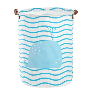 Складная Водонепроницаемая корзина для белья с мультяшным полосатым Китом, корзины для хранения одежды, бочка для украшения дома, органайзер для детской игрушки, ведро