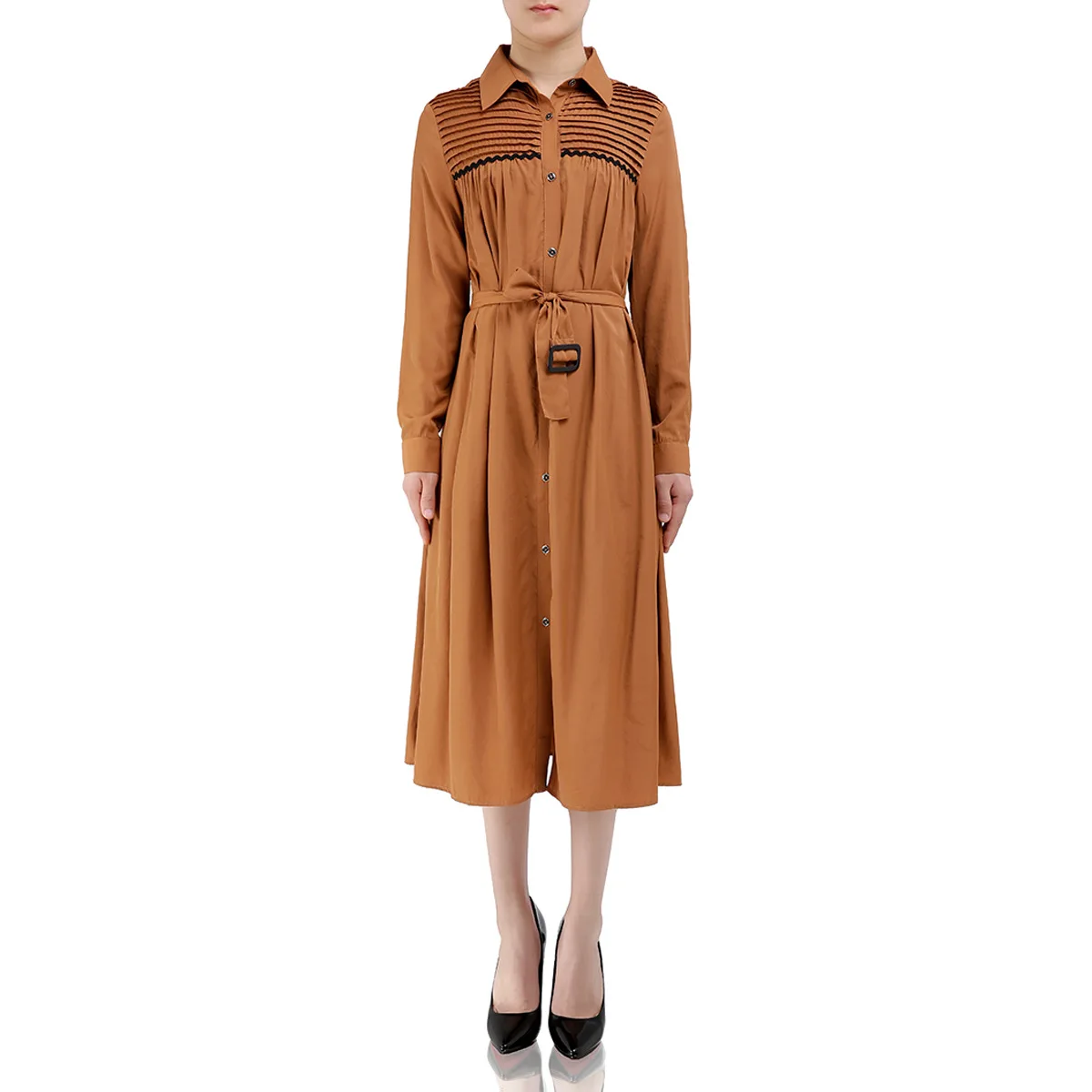 2018 распродажа vestidos mujer женское платье новое с отворотом длинными рукавами