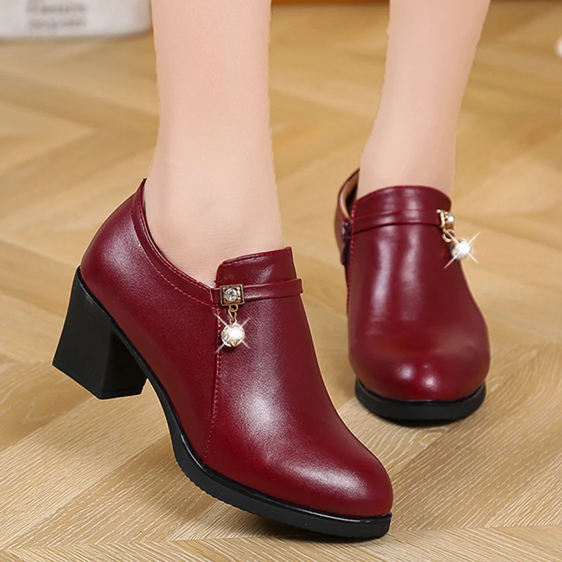 Большие размеры 41 женские ботильоны на среднем каблуке черные ботинки