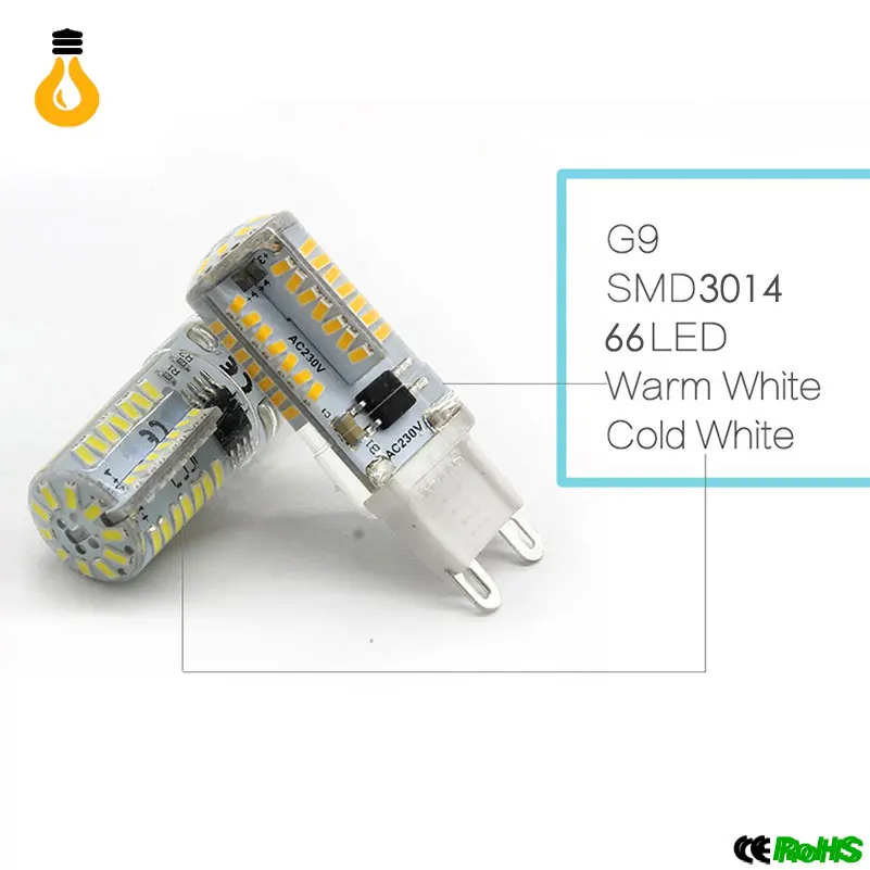 De alta potencia G9 led de la lamp maiz AC220V 3014 4014 12 Вт LED cristal Silicona vela reemplazar 20-40 лампа halogenas | Лампы и