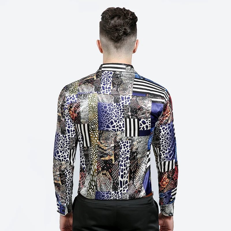 Горячей ночной клуб Для мужчин рубашка одежда с длинным рукавом рубашки платье