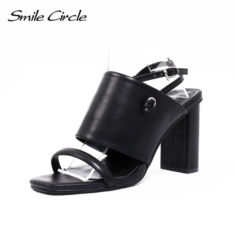 Smile Circle/2018 летние сандалии женская обувь с квадратным носком на высоком каблуке