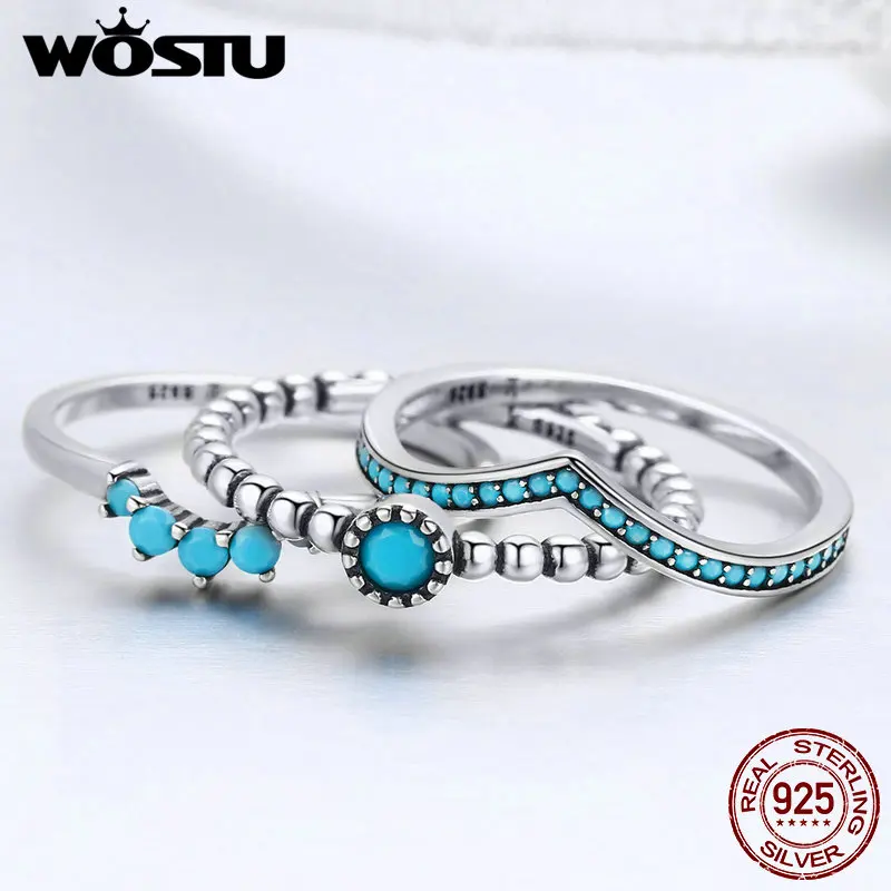 Женские складные кольца WOSTU из стерлингового серебра 925 пробы с фианитами в виде