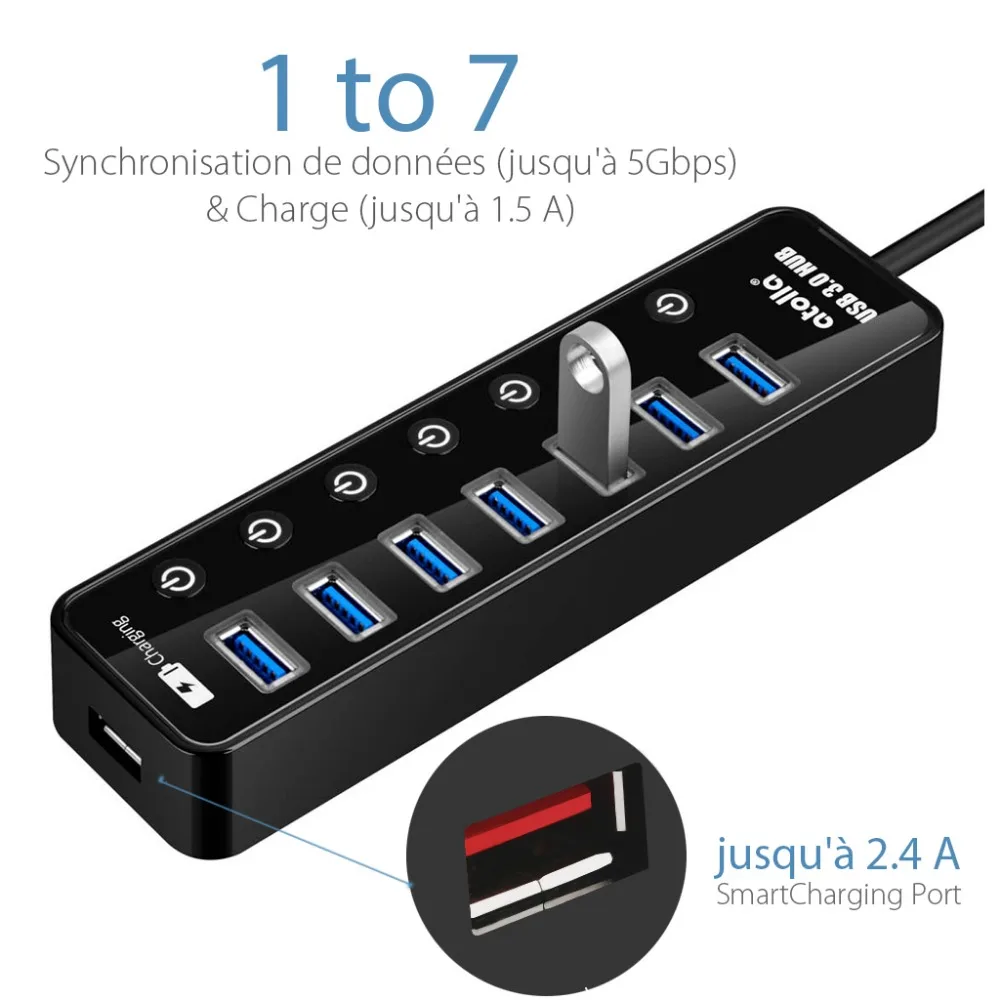 Atolla usb концентратор с питанием 7 портов USB 3 0 портом быстрой зарядки для Mac Macbook