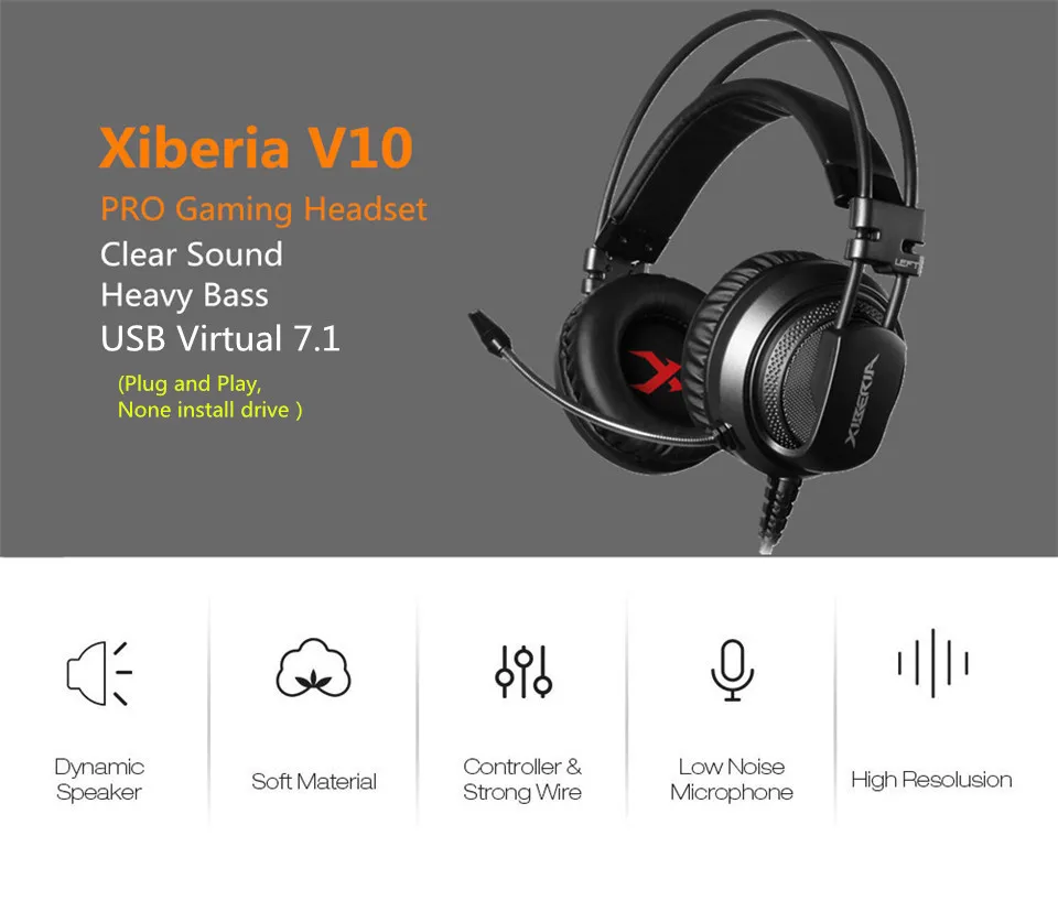 Xiberia V10, лучшие игровые наушники, USB 7,1, гарнитура для ПК, игры, компьютера, бас, стерео гарнитуры, шлем с микрофоном, светодиодная подсветка