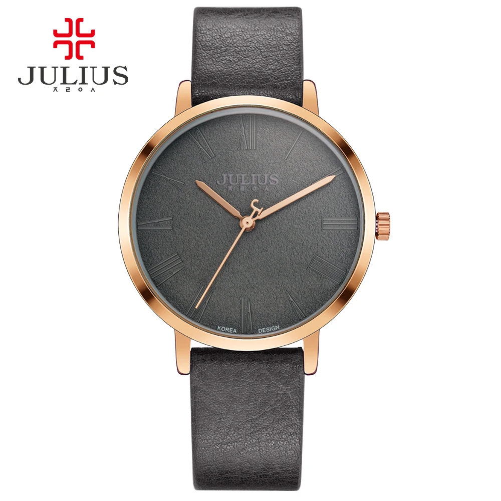 Julius JA 953 простые ультратонкие часы унисекс кожаный ремешок модный бренд логотип