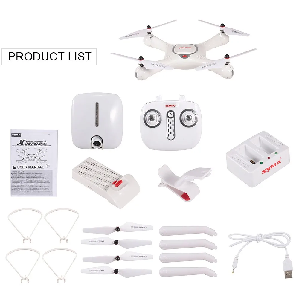 Syma Дрон X25PRO Wifi FPV Регулируемый 720P RC с камерой Квадрокоптер RTF GPS положение высоты