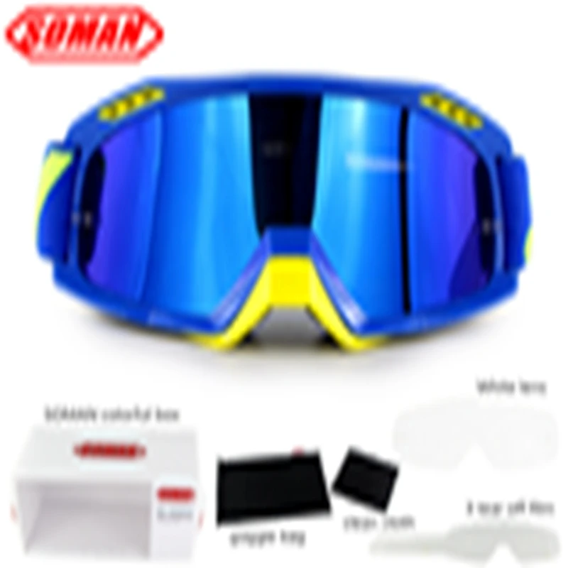 blue suits SOMAN мотокросса шлем очки мотоциклетные очки casco SM15-suit оторвать пленки+ прозрачные линзы - Цвет: blue suits