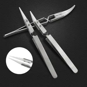 Керамический Пинцет из нержавеющей стали, антимагнитный кислотостойкий прецизионный зажимный пинцет, керамический пинцет с коническим углом