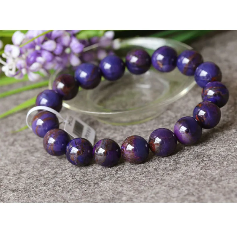 

Discount Wholesale High Quality Genuine Natural Purple Sugilite More Blue Stretch Finished Beaded Bracelet Round beads 12mm03215