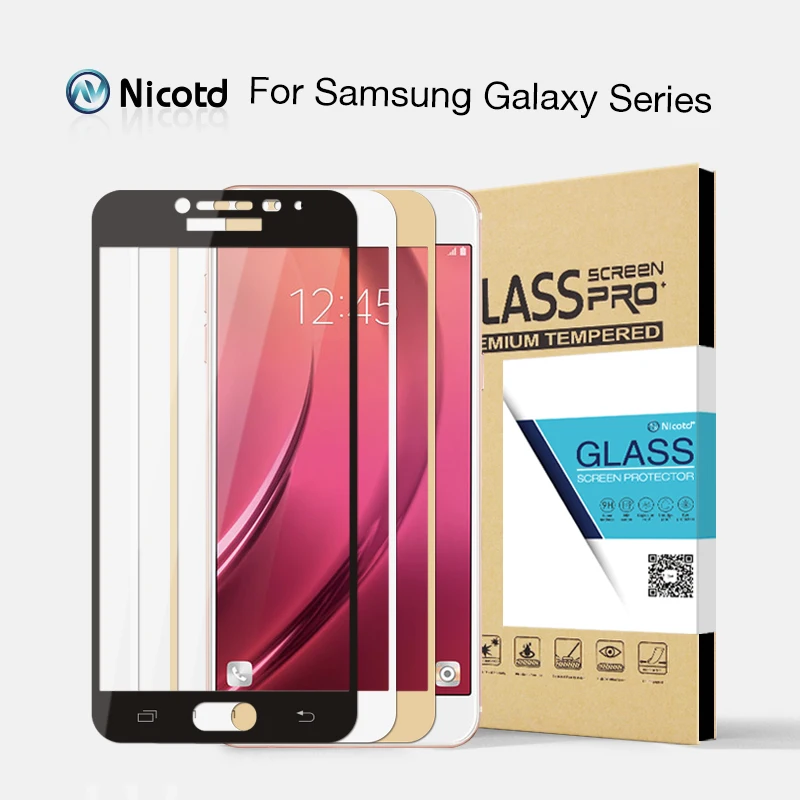 Закаленное стекло с полным покрытием для Samsung Galaxy S6 S7 J2 J5 J7 Prime Note 4 5 A3 A5 A7 2016 2017