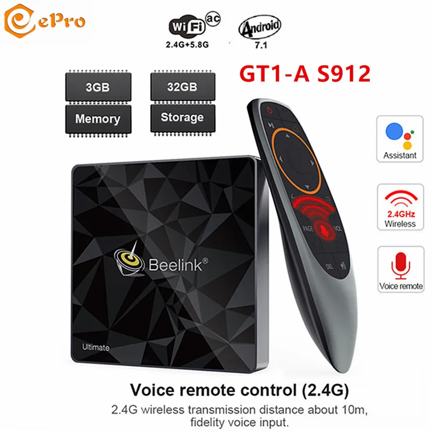 Beelink GT1 A ТВ приставка Amlogic S912 Android 7 1 Голосовое управление 3 ГБ 32 2 4G 5G WIFI HD 0 4K