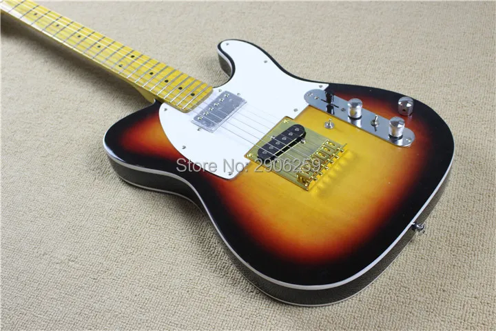 Custom Shop Andy tele electric guitar. H-H humberckers boost switch + single cut switch. active electronics. Винтажный солнечный
