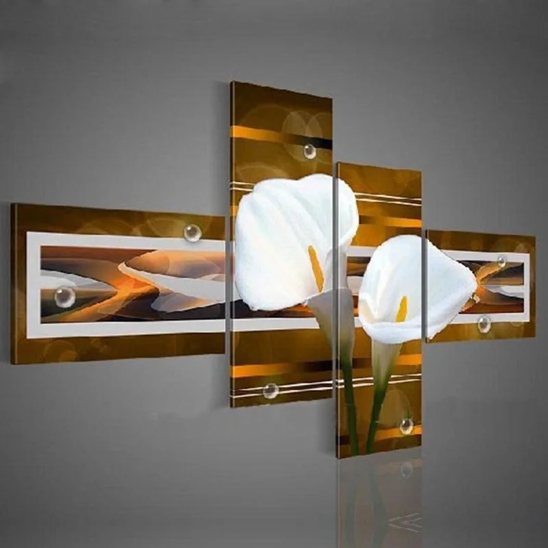 Ручная работа настенная живопись черные чистые белые лилии домашний декор