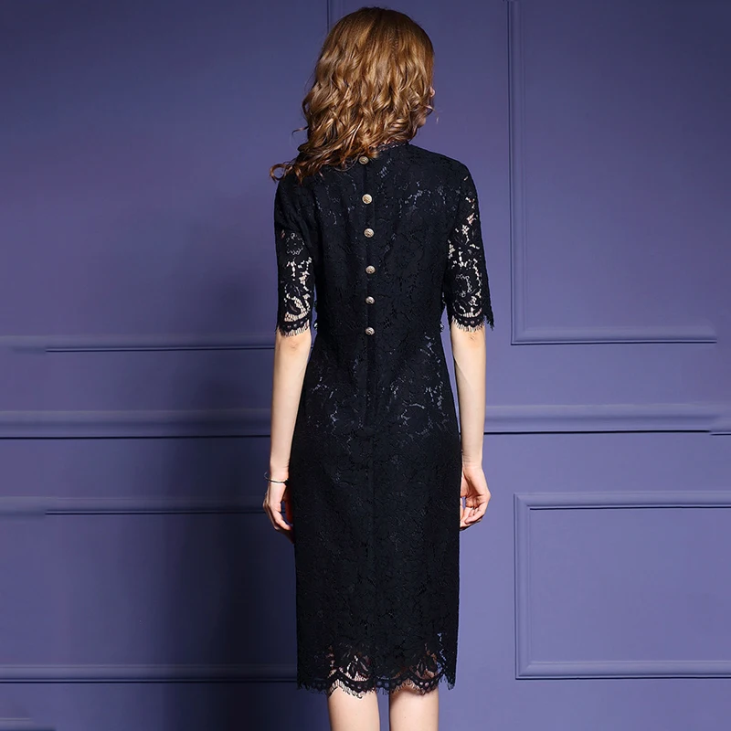 Новый Для женщин осень мода Bodycon Кружева вечерние платье Элегантный Аппликации С