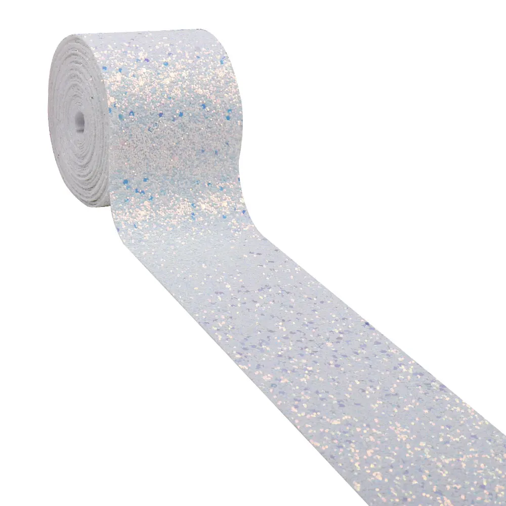 white IBOWS 1yard 3'' 75mm Chunky Glitter Ribbon Blingbling Fabric Ribbon Gift Package DIY Hair bows Material Sewing Accessories - Цвет: white