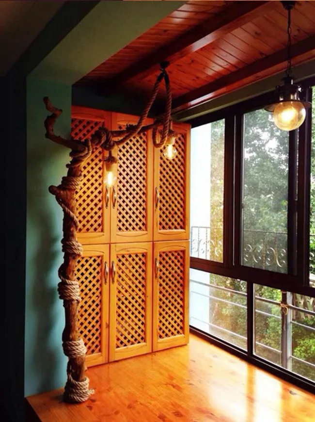 Ретро Лофт винтажный ручной вязки пеньковая веревка американский подвесной