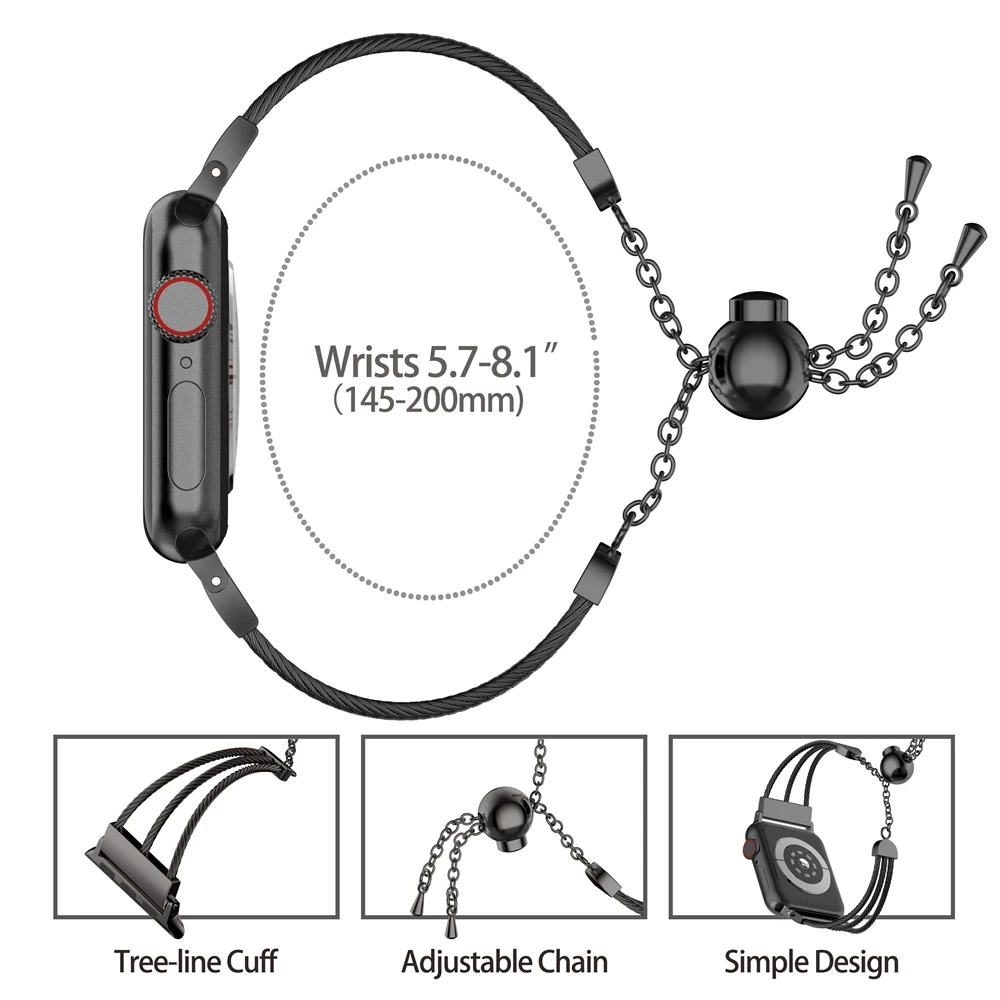 Ремешок для iwatch 38 мм полосы 42 44 40 браслет цепочка Apple Watch нержавеющая сталь серии 4 3