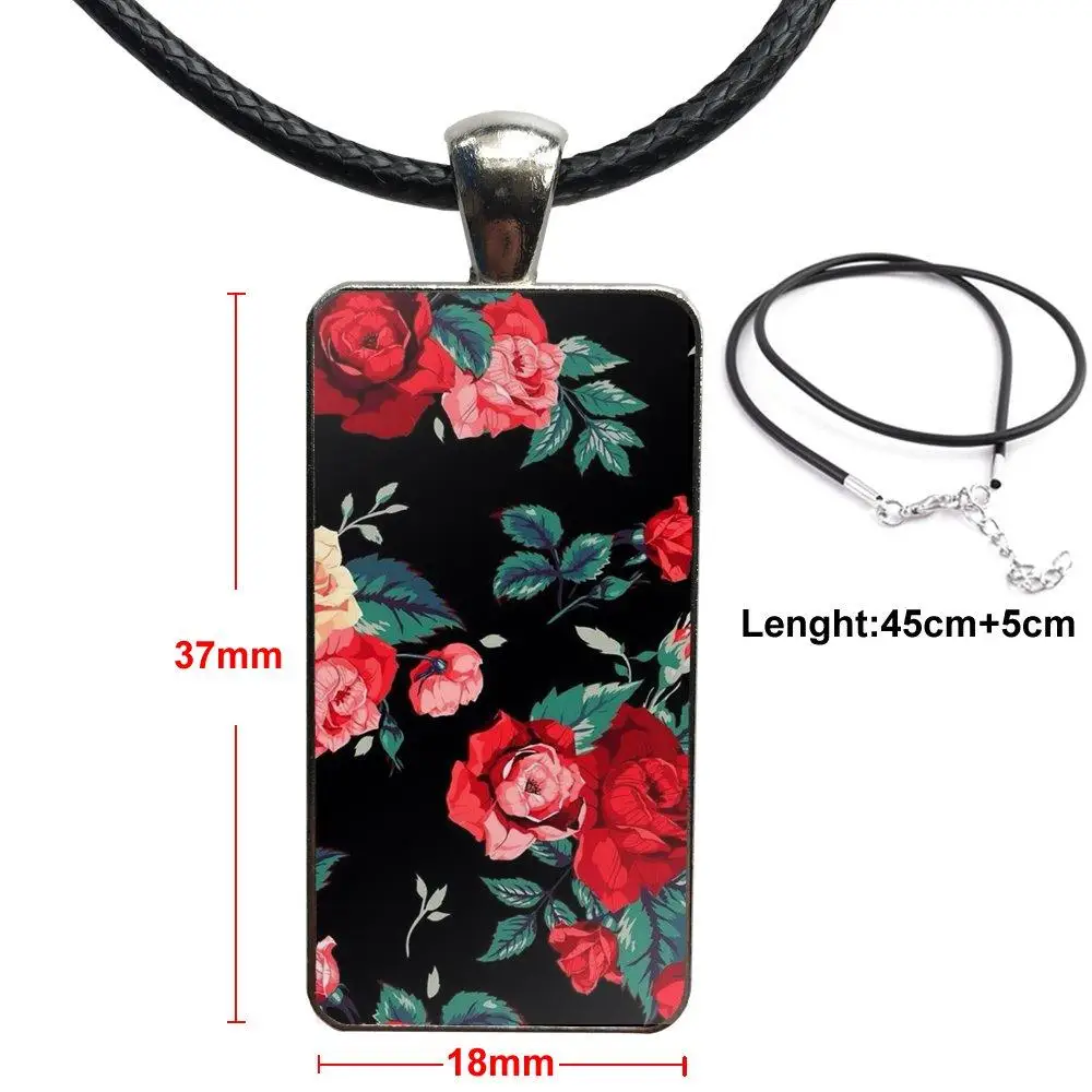For Women Glass Cabochon Jewelry Stainless Steel Color With Long Pendant Choker Rectangle Necklace Panic At Disco | Украшения и