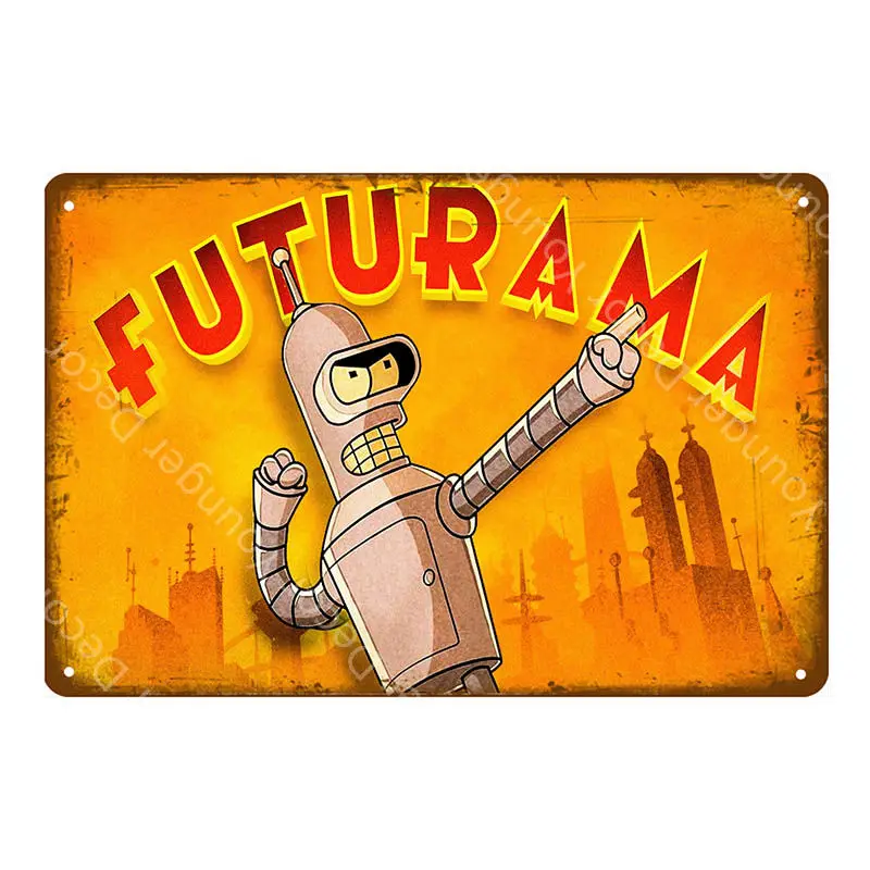 YD6300F Американский комикс ТВ серия Futurama металлические вывески настенные стикеры декор комнаты винтажная живопись декоративная табличка Ретро мультфильм плакат - Цвет: YD6300F