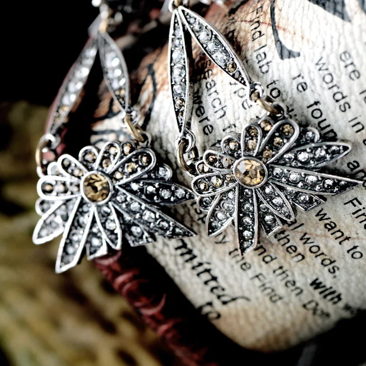 Турецкие серьги-качалки с каплями вечернее платье блестящие хрустальные цветы