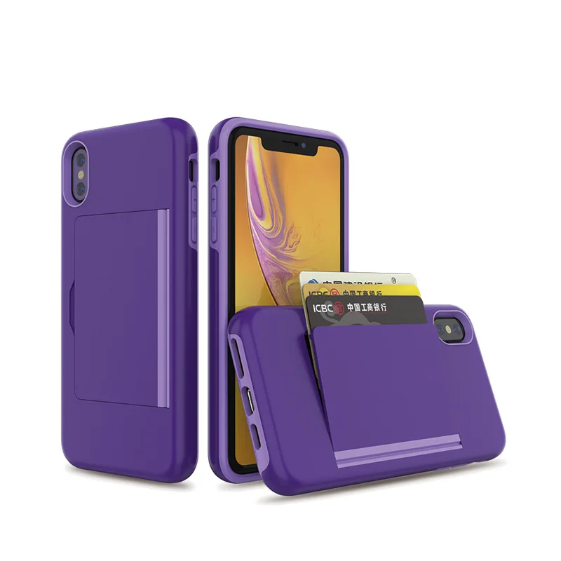 Purple Деловой чехол ярких цветов для iPhone X, XS, 7, 8 Plus, XS MAX, 6, чехол с откидной крышкой и отделениями для карт, чехол для iPhone XR, 7, 7+, 6, 6 S, X 10, Fundas - Цвет: Purple