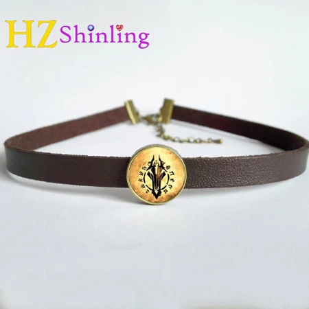 Новинка, World of Warcraft, Орда, ожерелье, кожа, колье, ожерелье, Круглое стекло, Wow, ювелирное изделие, кожаный кулон - Окраска металла: 6