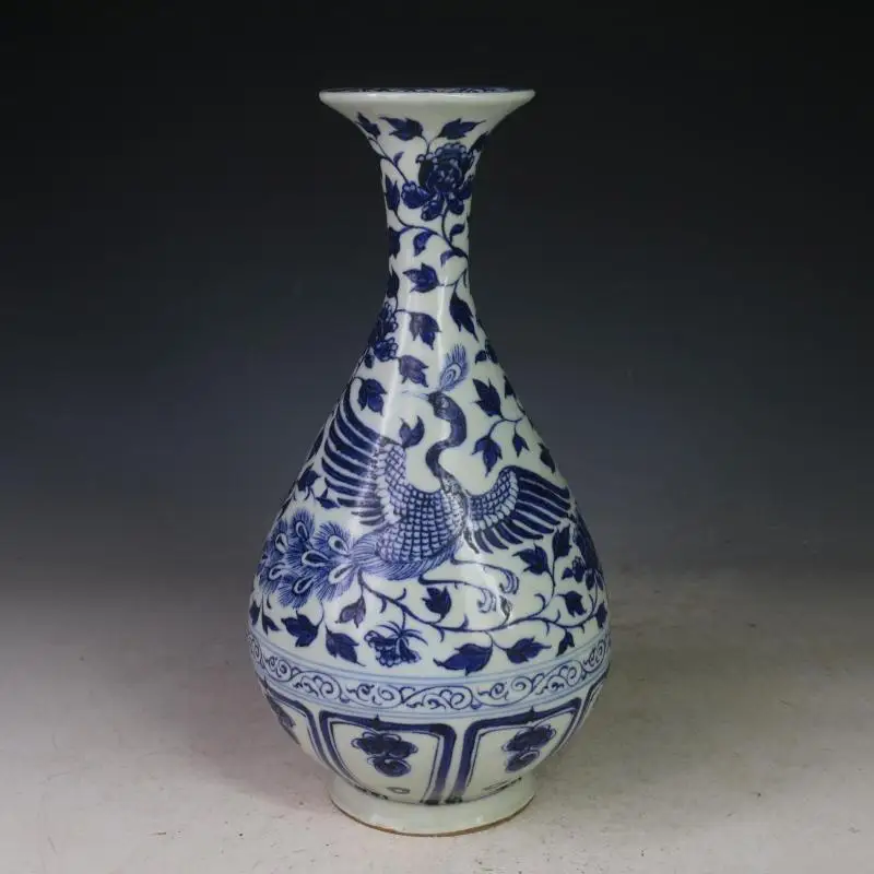 

Антикварная фарфоровая ваза yuandynпластика, синяя и белая искусственная кожа, ручная роспись, коллекция и украшение, бесплатная доставка