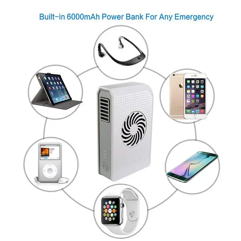 Горячий! Маленький Персональный вентилятор с 6000 mAh power bank Мини Портативный