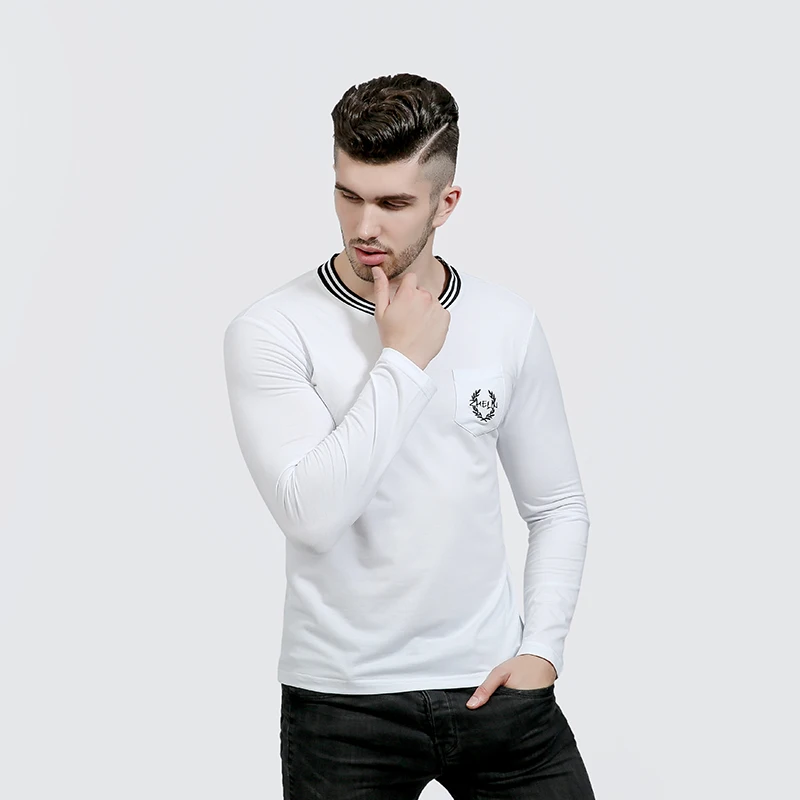 Модный бренд Для мужчин с вышивкой футболки полета Цвет полосатый воротник