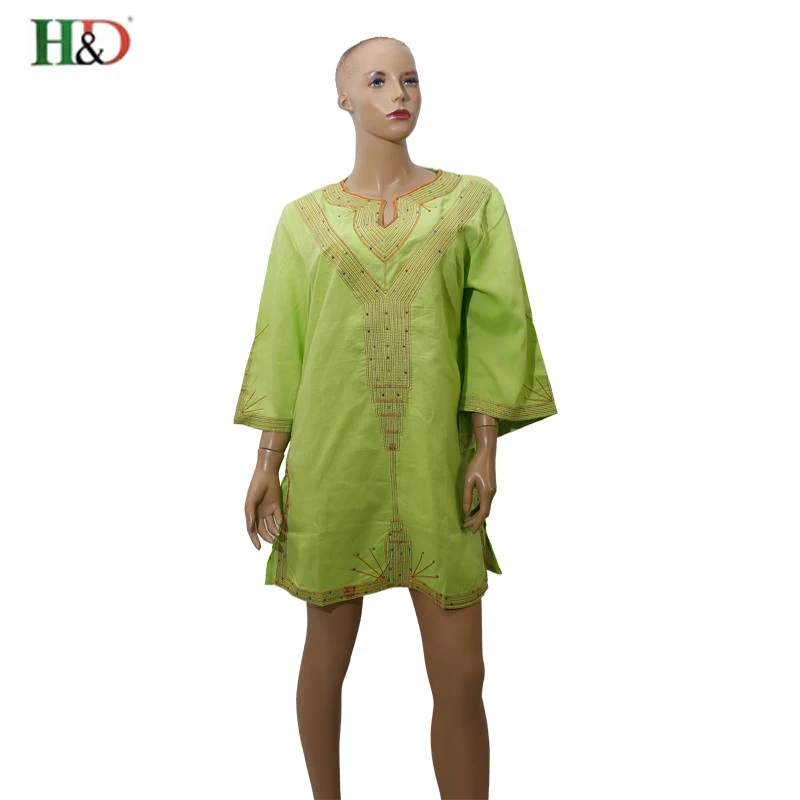 Женское льняное платье H & D в африканском стиле из 100% хлопка с вышивкой