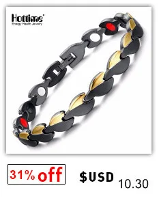 Hottime Double Row Black Gun Plated Men Health Magnetic Bracelet Titanium Steel Bracelets For Man Magnet Energy Armband 10142