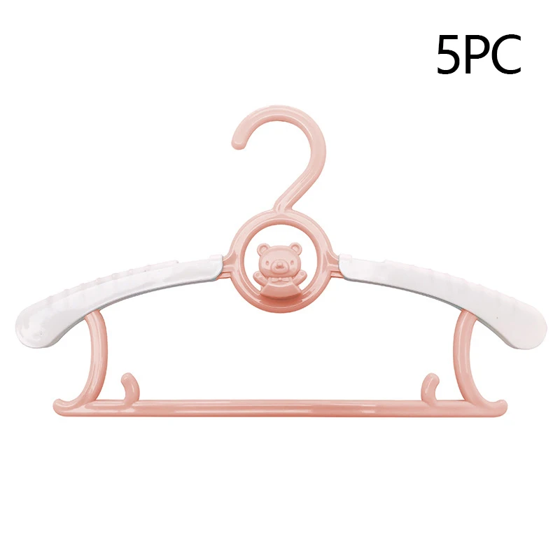 Pink-5pc Милые детские вешалки, утолщенные прочные пластиковые выдвижные Детские полки для одежды, вешалка для сушки детей с героями мультфильмов, без следов, нескользящая вешалка - Цвет: Pink-5pc
