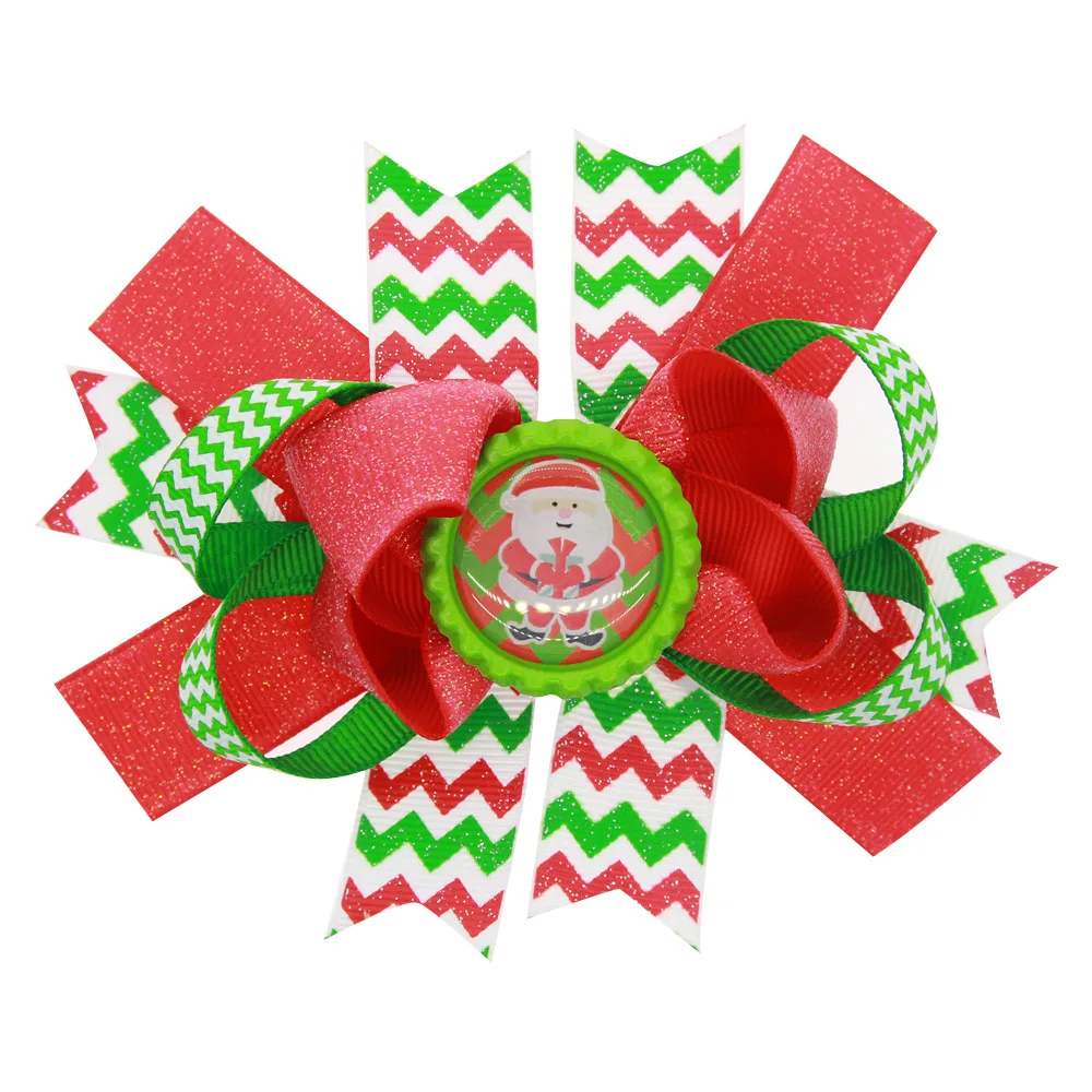 12PCS/LOT Lovely Snowman Wave Christmas Hair Bows Hairpin kids With Clip Accessories Best Merry DIY Headwear 2017 |