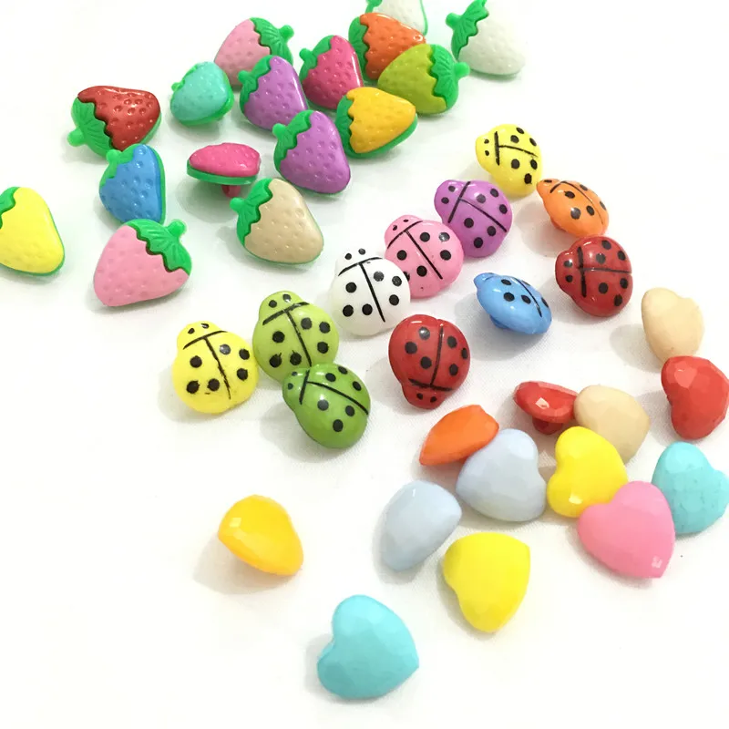 100 шт. Разноцветные Детские пуговицы с 1 отверстием|children buttons|shaped buttonplastic ladybug |