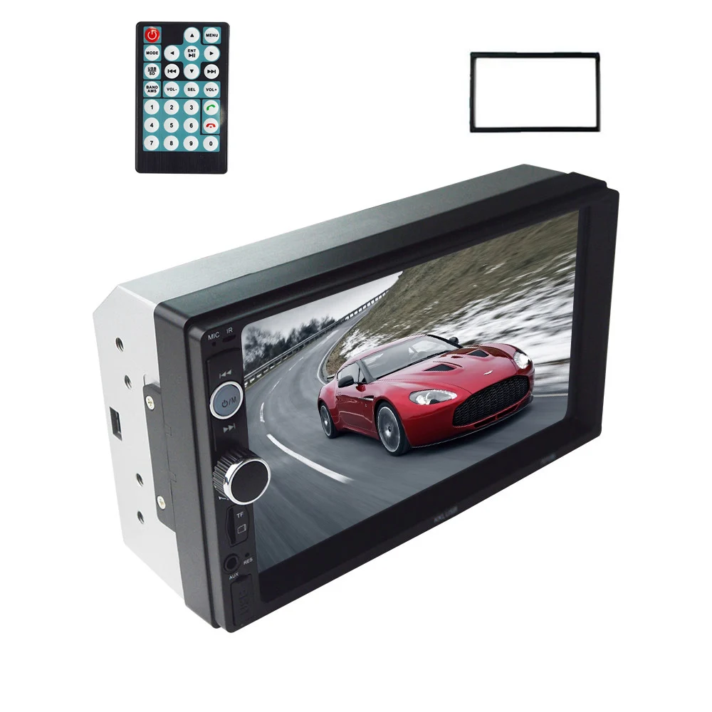 with frame 7010B Авторадио 2 Din автомагнитола " HD сенсорный экран Авто Аудио Стерео Bluetooth MP5 мультимедийный плеер Поддержка камеры заднего вида - Цвет: with frame