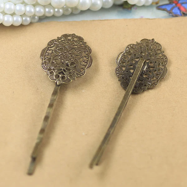 Заколки невидимки пустые винтажные 20 х27 мм|hairpin base|hair clip findingsaccessories jewelry |