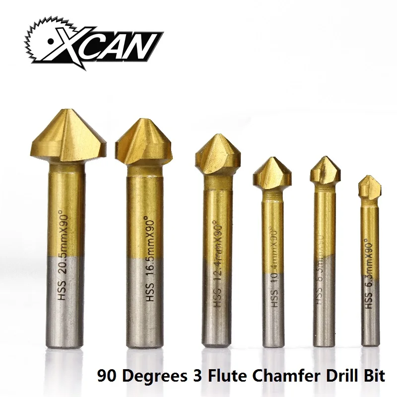XCAN 6 шт. 90 градусов 3 Флейта фаска Сверло HSS фаски Концевая мельница Charmfer Резак Зенковка сверло