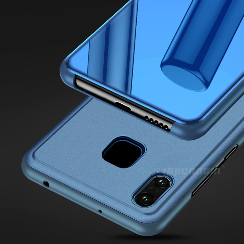 Vivo V9 чехол Роскошный умный прозрачный зеркальный кожаный флип-кейс с подставкой