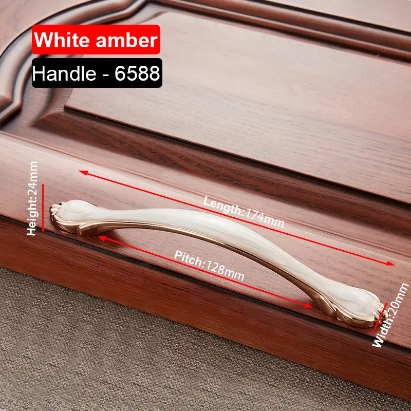 6588-128 White Amber NAIERDI красный белый Янтарный серии ручки для шкафа цинковый сплав Европейский шкаф ручки для выдвижных ящиков шкаф дверная ручка фурнитура - Цвет: 6588-128 White Amber