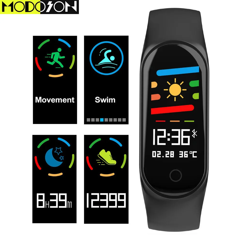 Смарт-браслет MODOSON M5 с пульсометром фитнес-трекером и тонометром для Huawei Xiaomi Samsung