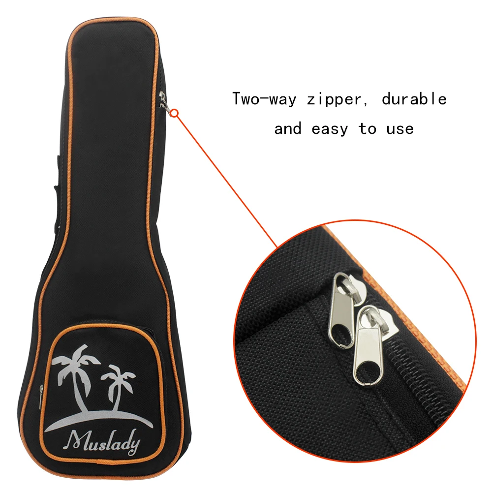Muslady 21 дюймов сопрано укулеле сумка Uke Ukelele чехол на молнии кокосовое дерево узор Стиль с регулируемым одним плечевым ремнем