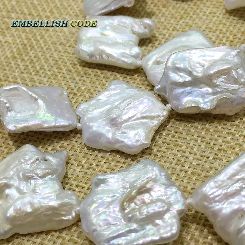 Новый вид большой размер неровный ромбовидный жемчуг Кеши блестящий белый цвет