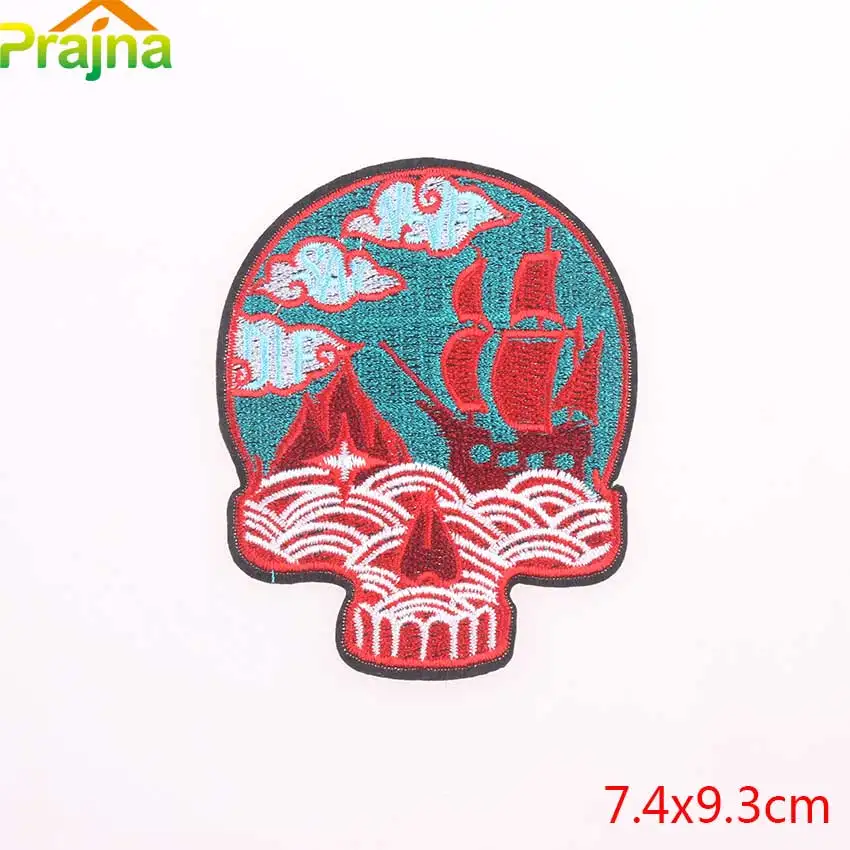 10 шт. патчи с черепом Prajna в стиле панк аппликации виде облаков и лодок мультяшный